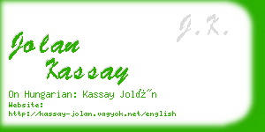 jolan kassay business card